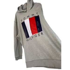 Tommy Hilfiger Mens 4XL Logo Hoodie Sweatshirt Gray Cotton Blend NWT 7811